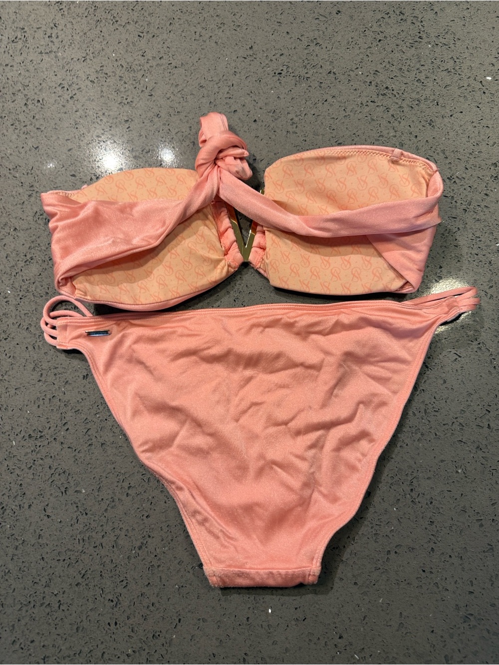 Victoria's Secret Peach Pink Strapless Halter Bikini Set - Picture 2 of 2